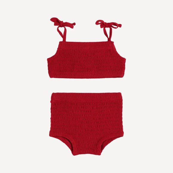kate quinn Other - NWT Kate Quinn 2 Piece Smocked Sun Suit Lava Red 0-3m Bamboo